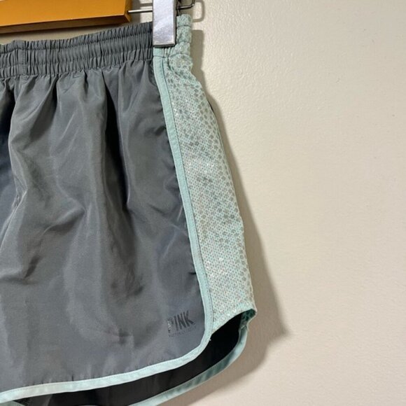 Victoria’s Secret PINK XS Athletic Shorts Gray Teal Glitter Mesh Trim - Picture 7 of 11
